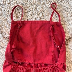 Red casual maxi dress w/low back